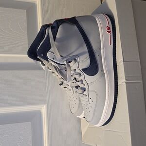 Nike Women's Air Force 1 HI QS Grey and Navy Size 7.5
